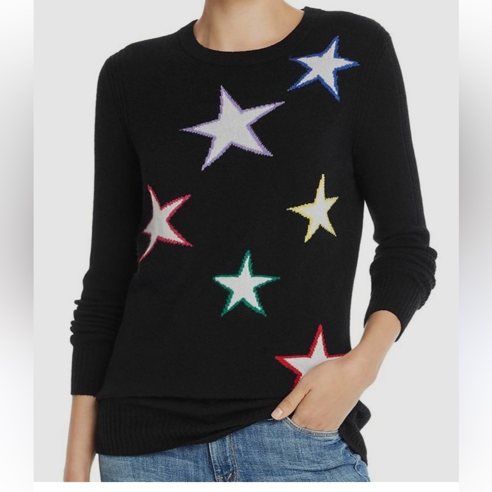 Aqua Cashmere Star Print Sweater Size S